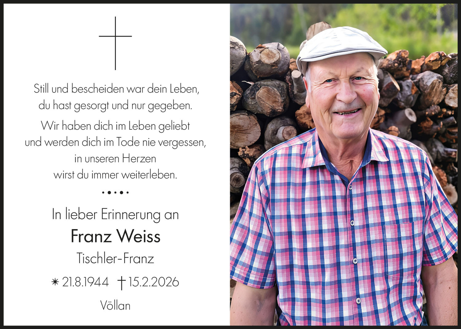 Sterbebild: Franz Weiss
