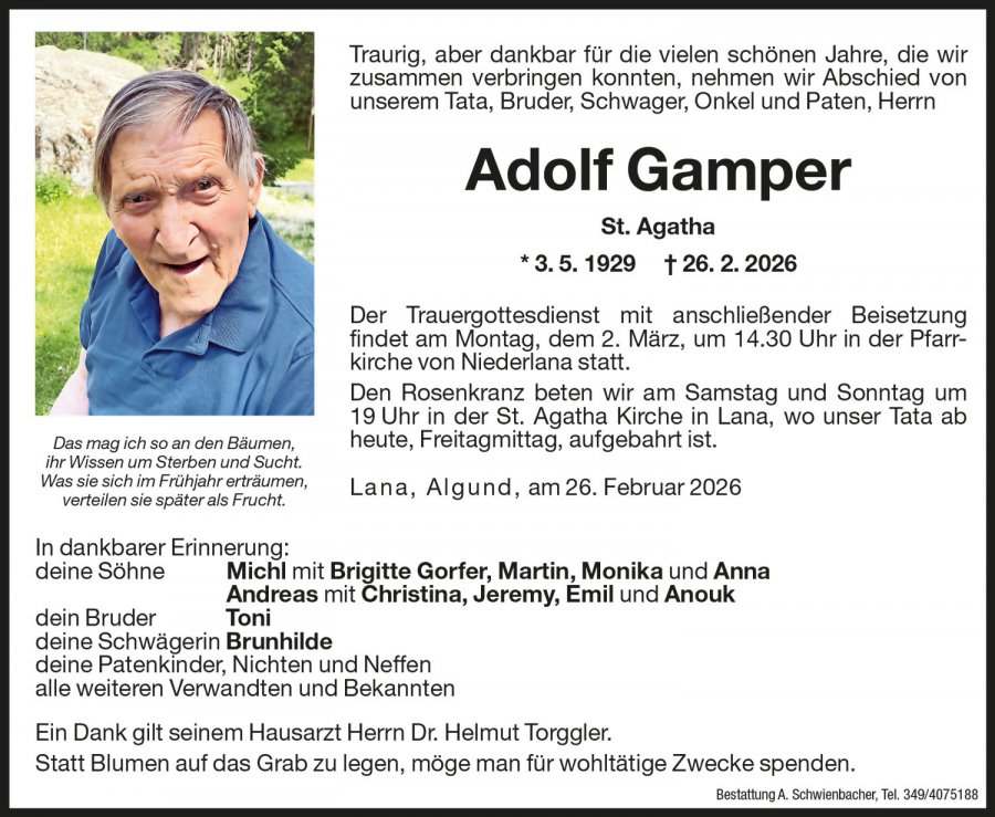 Medien: Adolf Gamper