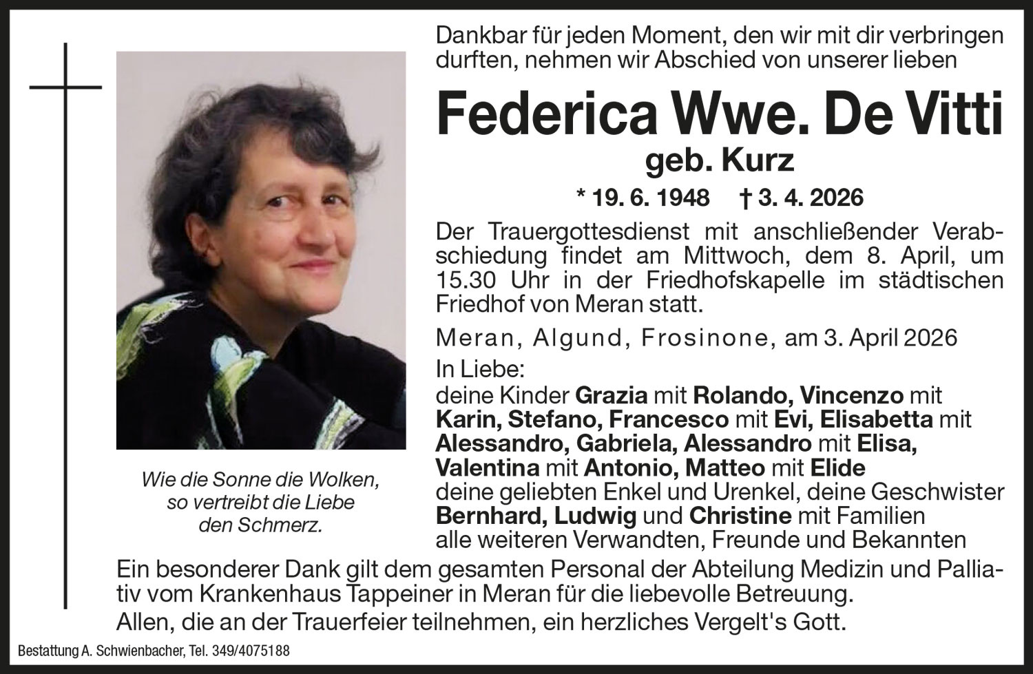 Medien: Federica ved. De Vitti nata Kurz