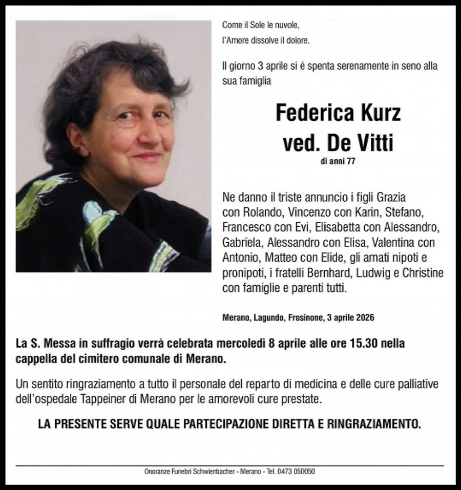 Medien: Federica ved. De Vitti nata Kurz