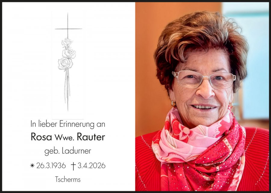 Sterbebild: Rosa Wwe. Rauter geb. Ladurner