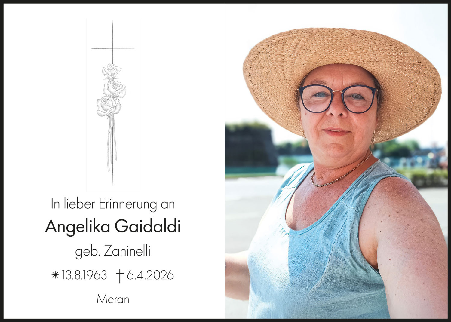 Sterbebild: Angelika Gaidaldi geb. Zaninelli