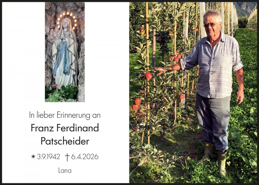 Sterbebild: Franz Ferdinand Patscheider