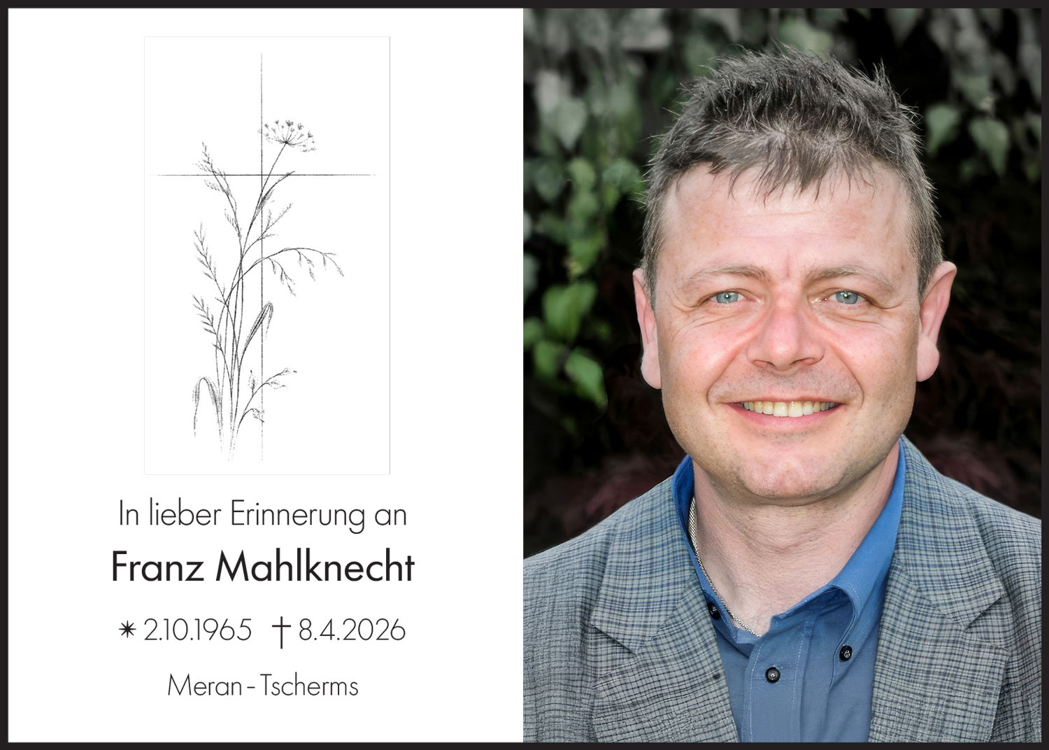 Sterbebild: Franz Mahlknecht