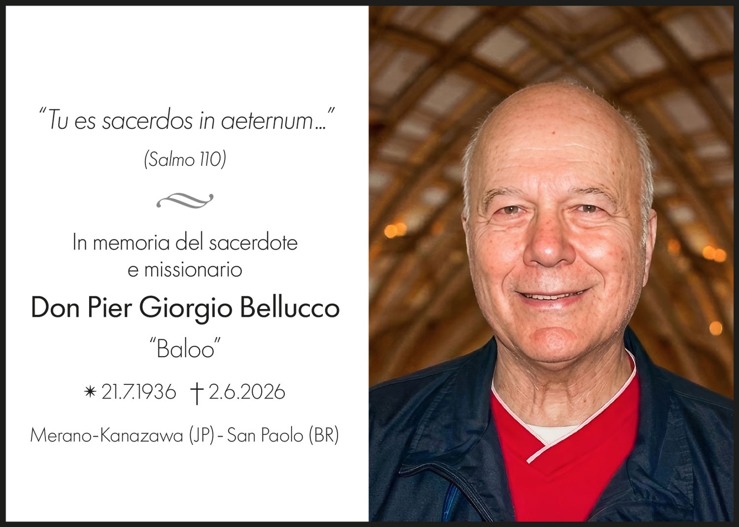 Sterbebild: Don Pier Giorgio Bellucco