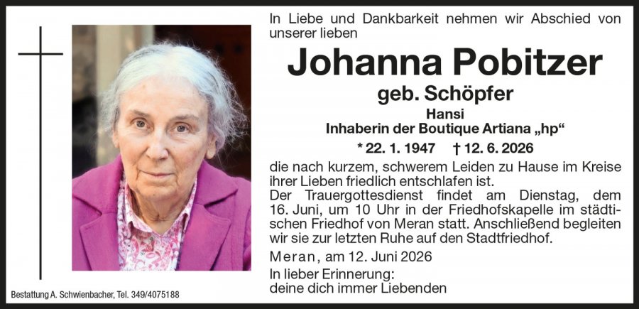 Medien: Johanna Pobitzer geb. Schöpfer