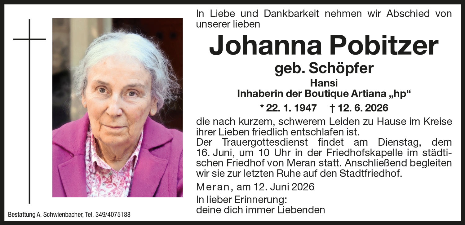 Medien: Johanna Pobitzer geb. Schöpfer